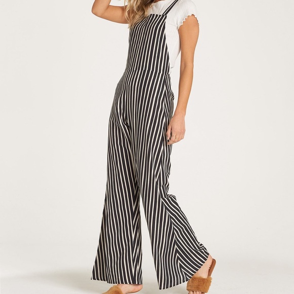 Billabong Black and White Striped Wide-Leg Jumpsuit - Picture 3 of 4